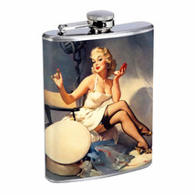 Flask 8oz Stainless Steel Classic Vintage Model Pin Up Girl Design-137 - £11.70 GBP