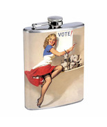 Flask 8oz Stainless Steel Classic Vintage Model Pin Up Girl Design-187 - £11.83 GBP