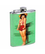 Flask 8oz Stainless Steel Classic Vintage Model Pin Up Girl Design-184 - £11.83 GBP