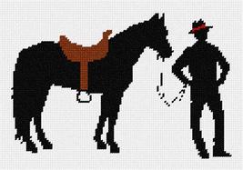 Pepita Needlepoint Canvas: Ready to Ride Cowboy Horse, 10&quot; x 7&quot; - £39.54 GBP+