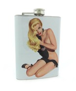 Flask 8oz Stainless Steel Sexy Pinup Girl D 15 Sexy Lingerie Vintage Model - $14.80