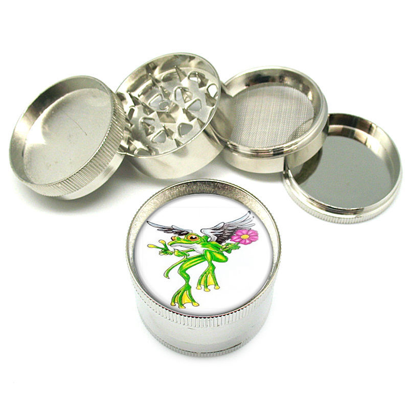 Frog Peace Angel Flower Tattoo Metal Grinder 4 PC 2&quot; D-173 - $12.82