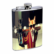Funny Cat D5 Flask 8oz Stainless Steel Cool Drinking Whiskey Brandy - £11.88 GBP