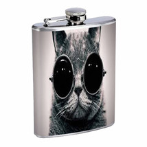 Funny Cat D7 Flask 8oz Stainless Steel Cute Silly Crazy Meow Cool Kitten Tricks - £11.88 GBP
