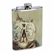 Funny Cat D6 Flask 8oz Stainless Steel Cute Silly Crazy Meow Cool Kitten Tricks - £11.86 GBP