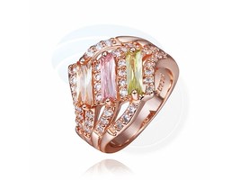 Size 8 Brass 18K Rose Gold Plated Zircon Crystal Lady Women Girls Ring - £15.63 GBP