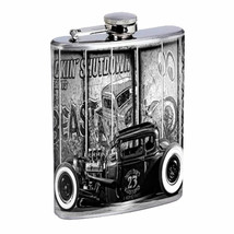 Hot Rod D4 Flask 8oz Stainless Steel American Classic Car Roadster Gow Job - £11.63 GBP