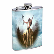 Indian Native American Flask D5 8oz Stainless Steel Tirbes Tent Wild West - £11.83 GBP