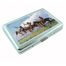 Indian Native American Metal Silver Cigarette Case D2 Tribes Tent Wid West - £13.25 GBP