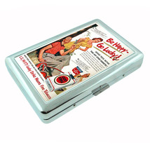 Lucky Strike Vintage Smoking Ad Metal Silver Cigarette Case Design1 Classic Logo - £13.25 GBP