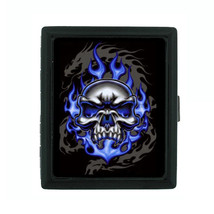 Small Black Metal Cigarette Case Holder Box Skull Design-015 Blue Skull ... - £11.03 GBP