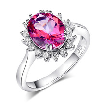14K White Gold Bridal Engagement Ring 2.8 Ct PinkTopaz 0.35 Ct Natural Diamond - £553.65 GBP