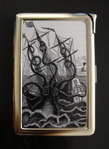 Kraken Cigarette Case Built in Lighter Victorian Vector Evil Sea Octopus - £15.44 GBP