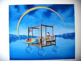 Tito Salomoni Rainbow Weaver Fantasy Surrealistic Child Art Hand Signed&amp;Numbered - £193.31 GBP