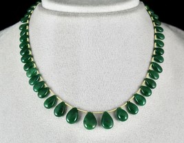 Natural Zambia Emerald Teardrop Drilled 40 Pc 88.50 Ct Gemstone Hanging Necklace - £6,073.97 GBP