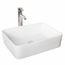 T9093  Rectangle Porcelain Ceramic Vessel Sink  Faucet Pop-up Drain Set - £92.64 GBP