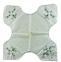 Bread Basket Liner Doily Embroidered Cotton Green Floral Cottage Bread Roll Cozy - £13.66 GBP