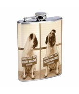 PUG DOG MUG SHOT FLASK STAINLESS STEEL 8 oz. D550 FUNNY PUGSY - £11.83 GBP