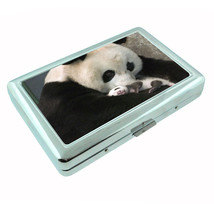 Panda Metal Silver Cigarette Case D4 Giant Bear Black and White Cute Flu... - $16.78