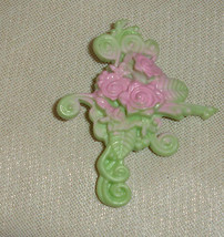 Barbie  doll accessory  bouquet flowers greenry pale green deep lavender... - $9.99