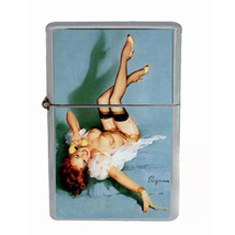 Redhead Pin Up Girl Windproof Refillable Oil Lighter with Gift Box Art D 10 - £11.86 GBP