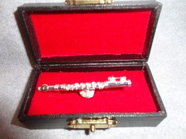 SILVER FLUTE MUSICAL INSTRUMENT LAPEL PIN TIE TACK  2.5&quot; - $14.80