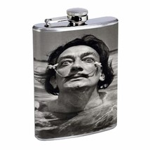 Salvador Dali Young Black and White D470 Flask 8oz Stainless Steel Mustache - £11.64 GBP