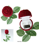 8mm Cubic Zirconia Earrings in Velveteen Rose Gift Box,Red - $15.99