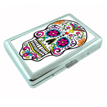 Sugar Skull D6 Silver Cigarette Case / Metal Wallet Day of the Dead Muertos - $16.78