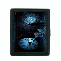 Time Travel D6 Black Cigarette Case / Metal Wallet Time Machine Quantum Physics - £11.81 GBP