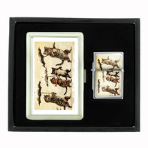 Vintage Cat D4 Cigarette Case / Wallet And Lighter Gift Set Old Fashioned Image - £17.37 GBP