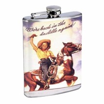 Western Pin Up Girl With Horse D240 Flask 8oz Stainless Steel Vintage Cowgirl - £11.86 GBP