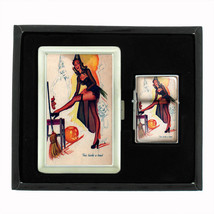 Vintage Halloween D4 Cigarette Case / Wallet & Lighter Gift Set Old Fashioned - £17.37 GBP