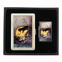 Vintage Halloween D7 Cigarette Case / Wallet & Lighter Gift Set Old Fashioned - £17.37 GBP