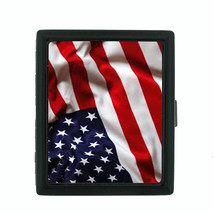 Vintage American Flag D4 Regular Black Cigarette Case / Metal Wallet Patriotic - £11.82 GBP