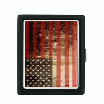 Vintage American Flag D5 Regular Black Cigarette Case / Metal Wallet Patriotic - £11.66 GBP