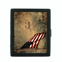 Vintage American Flag D6 Regular Black Cigarette Case / Metal Wallet Patriotic - £11.82 GBP
