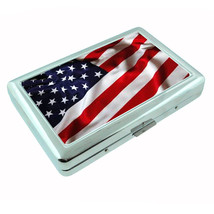 Vintage American Flag D4 Silver Cigarette Case / Metal Wallet USA Stars Stripes - £13.41 GBP