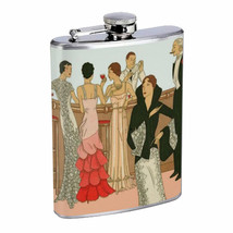 Vintage Art Deco Silver Hip Flask D3 8oz Stainless Steel Drinking Whiskey Retro - £11.82 GBP
