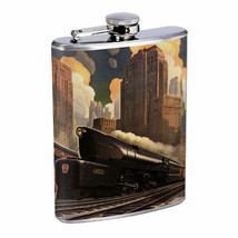 Vintage Art Deco Silver Hip Flask D4 8oz Stainless Steel Old Fashioned Retro - £11.85 GBP