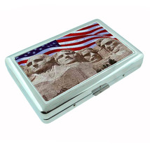 Vintage American Flag D9 Silver Cigarette Case / Metal Wallet USA Stars Stripes - $16.78