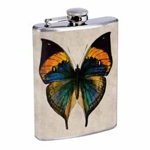 Vintage Butterfly Silver Hip Flask D10 8oz Stainless Steel Old Fashioned Retro - £11.83 GBP