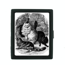 Vintage Cat D24 Regular Black Cigarette Case / Metal Wallet Old Fashione... - $13.81