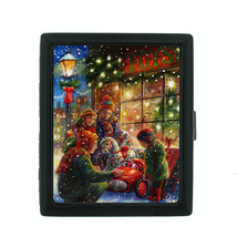An item in the Collectibles category: Vintage Christmas D20 Regular Black Cigarette Case / Metal Wallet Old Fashioned
