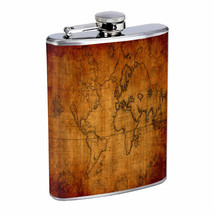 Vintage World Maps D9 8oz Hip Flask Stainless Steel Travel Countries - £12.01 GBP