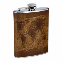 Vintage World Maps D10 8oz Hip Flask Stainless Steel Travel Countries - £12.01 GBP