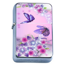 Windproof Refillable Flip Top Oil Lighter Butterflies D8 Colorful Monarch - £11.80 GBP