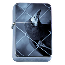 Windproof Refillable Flip Top Oil Lighter Crow D6 Goth Dark Black Bird Raven - £11.82 GBP