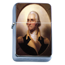 Windproof Refillable Flip Top Oil Lighter George Washington D2 President General - $14.80