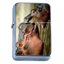 Windproof Refillable Flip Top Oil Lighter Hippo D1 Africa Animal River Scene - £11.90 GBP